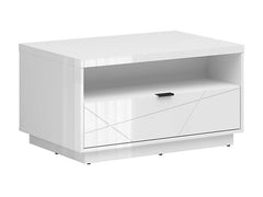 Forn — Coffee Table | 90 × 60 cm | 1 Soft-Close Drawer & Magazine Shelf | White Gloss