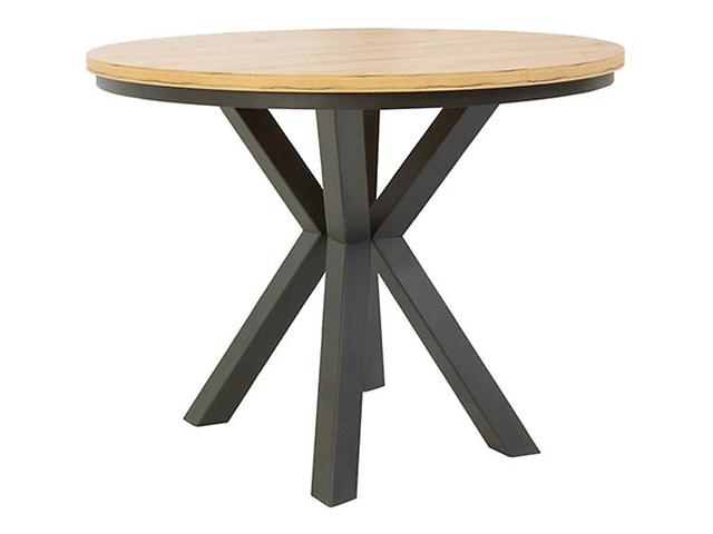 Eland Round Extendable Dining Table Ø100→200 cm – Wotan Oak / Black | Loft Industrial Style