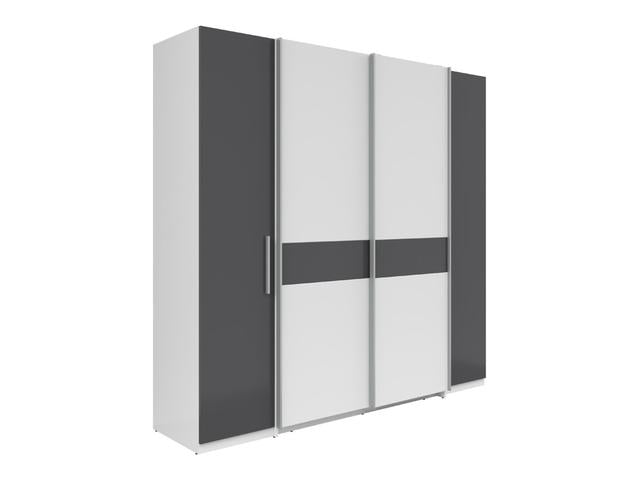 Fabio Sliding Door Wardrobe | White & Graphite | 215 cm