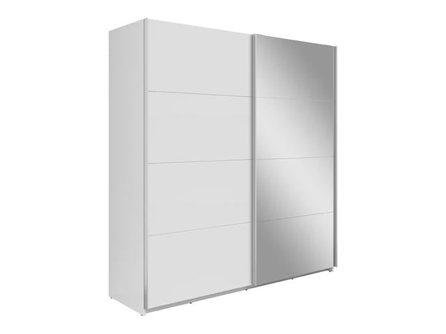 Eleven — Sliding Door Wardrobe | 180.5 × 197 cm | Mirror & Matt White | 2 Rails & 2 Shelves