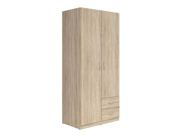 Casao Wardrobe 2-Door with 2 Drawers – Sonoma Oak | Compact Bedroom Wardrobe