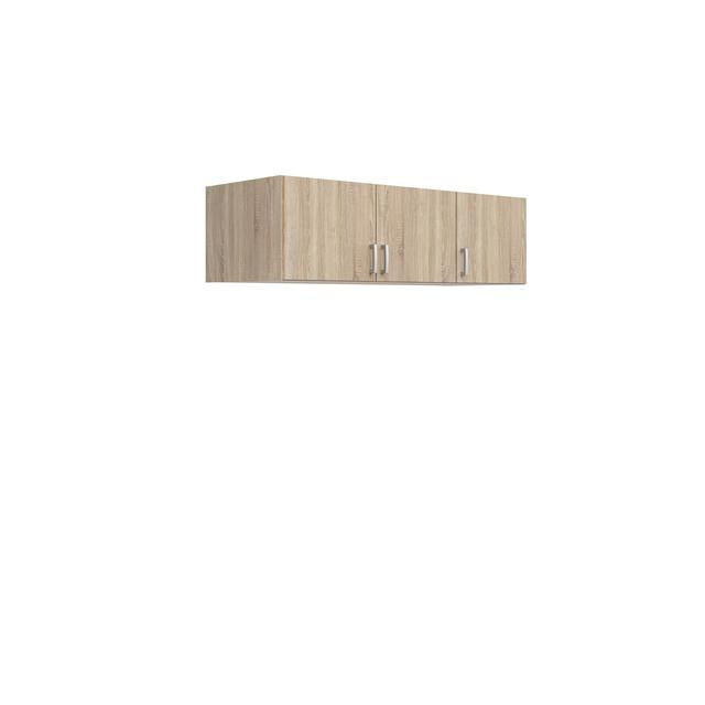 Brando 3 Wardrobe Top Unit 136 cm – Sonoma Oak & Textile, 3 Doors, Silver Handles