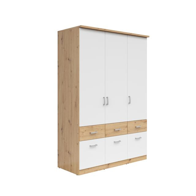 Brando 3 Wardrobe 3-Door with 6 Drawers – Artisan Oak / White