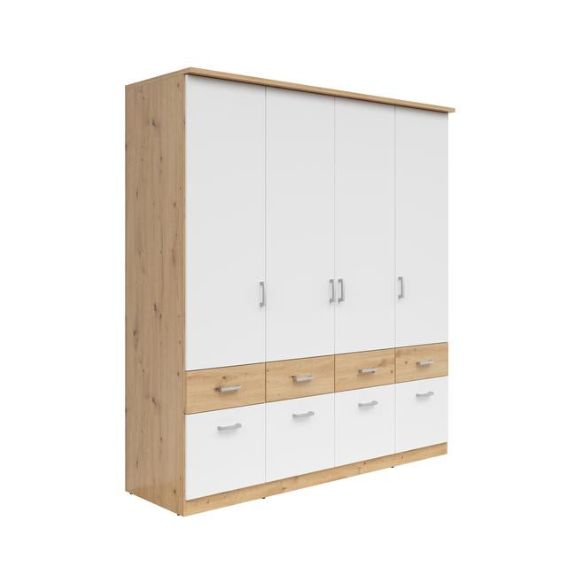 Brando 4 Wardrobe – Artisan Oak, White & Textile, 181 cm