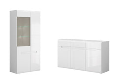 Azteca Trio Living Room Set – Sideboard & Display Cabinet | White / White Gloss