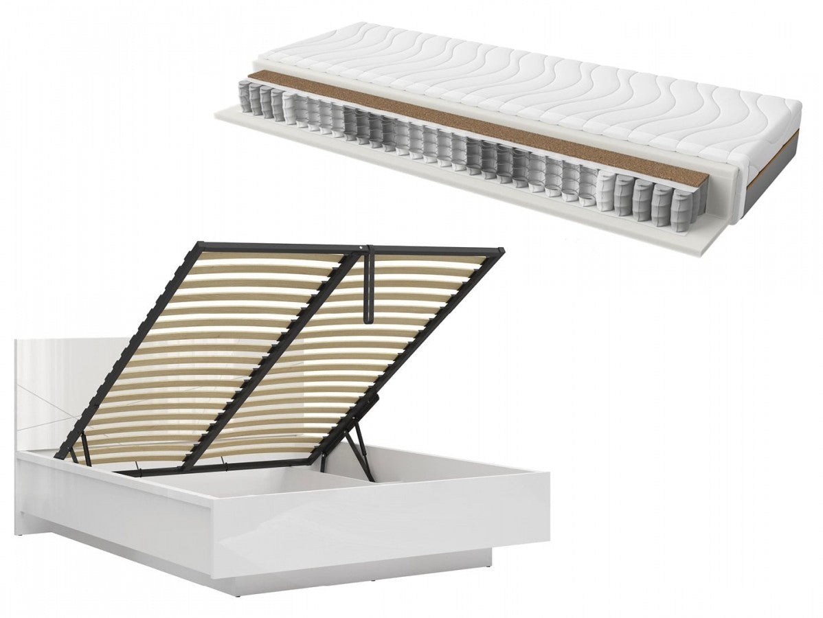 Forn Bed 160×200 cm + Ceres AV Mattress Set – White Gloss