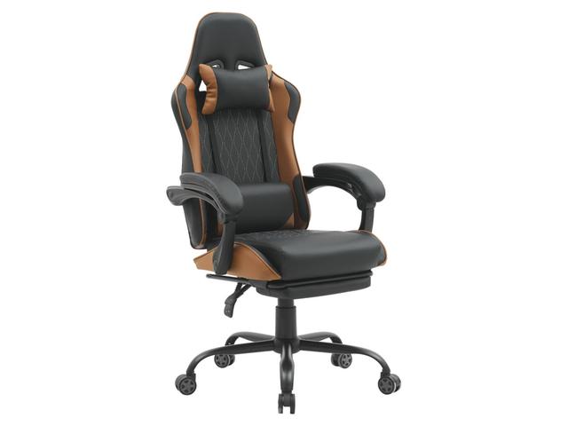 G-Turbo Gaming Chair – Black & Brown, Reclining to 150°, Footrest, Lumbar & Headrest Cushions