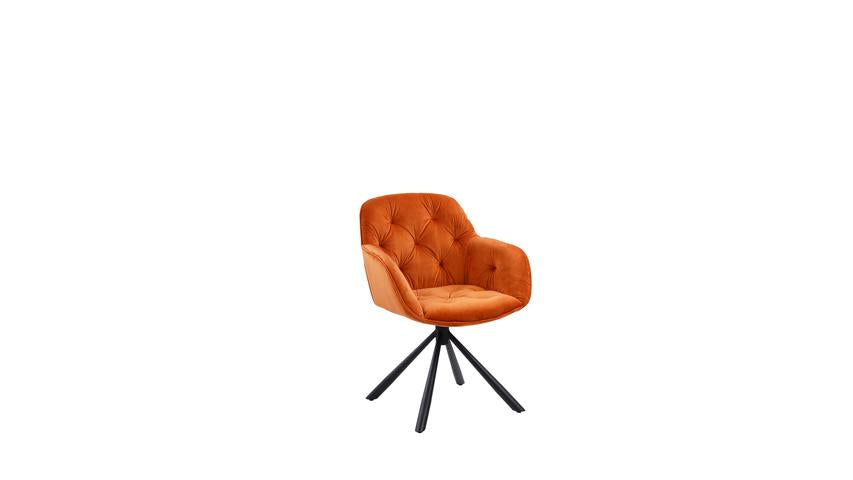 Eileen Swivel Chair — 360° Rotation, Quilted Velvet Bucket Seat & Powder-Coated Frame, Orange