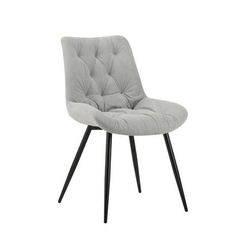 Claudio Upholstered Dining Chair — Corduroy Fabric & Black Metal Legs, Light Blue