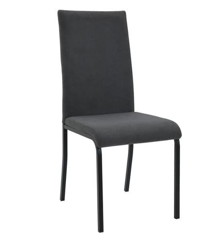 Anne Upholstered Dining Chair – High Back, Powder-Coated Metal Frame | Dark Grey