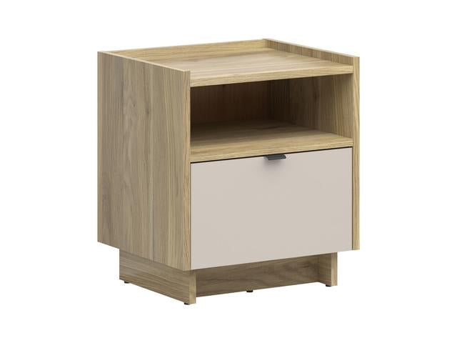 Dalva — Bedside Table | Japandi Style | Mauvella Oak & Kashmir | 49.8 × 56.5 cm