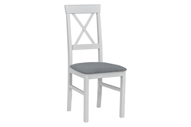 Alla 3 Upholstered Dining Chair – Beech Wood Frame | Grey Fabric & White Legs