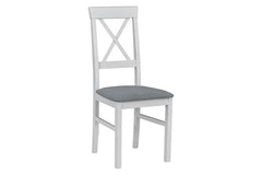 Alla 3 Upholstered Dining Chair – Beech Wood Frame | Grey Fabric & White Legs