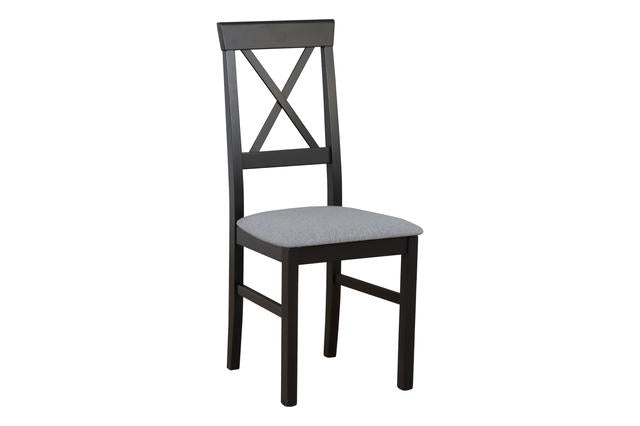 Alla 3 Dining Chair — Upholstered Seat, Black Beech Frame & Timeless Grey Fabric, Barrel 90