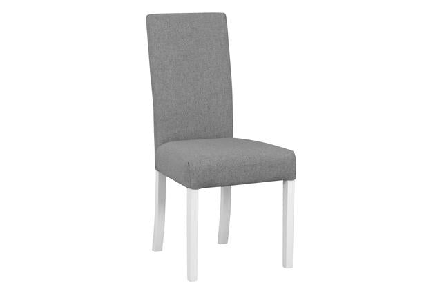 Campel Dining Chair — Grey Upholstered Seat, White Frame & Timeless Design, Barrel 90