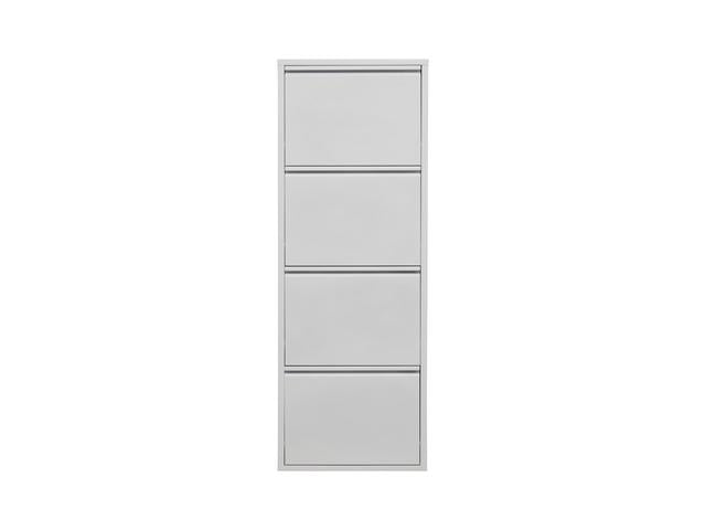 Fly 4K Metal Shoe Cabinet 4 Compartments – White, Wall or Floor Mount