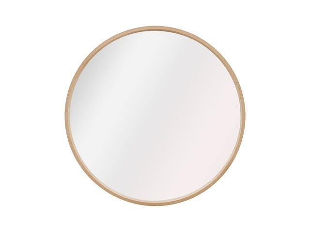 Circle Round Wall Mirror 80 cm – Natural Wood Frame, Timeless Design