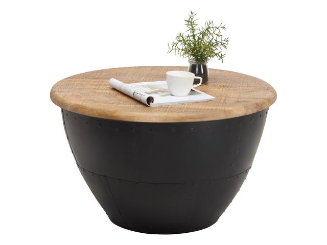 Daniels Round Coffee Table 72 cm – Mango Wood & Black Metal, Loft Style, 43 cm High