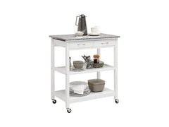 Babette Mobile Kitchen Cart – White / Granite Top | Island on Wheels