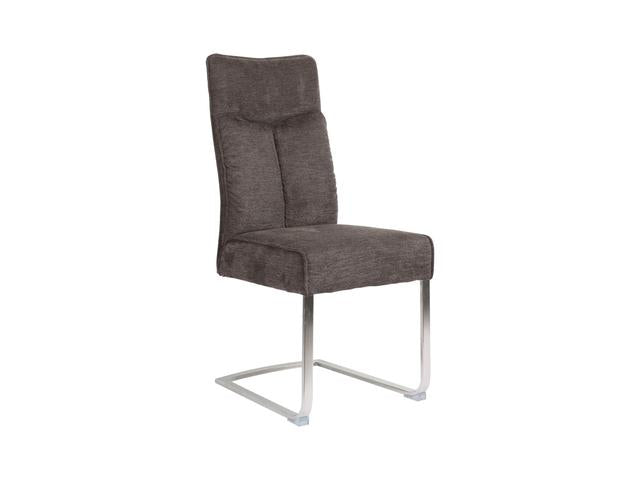 Buffy Upholstered Dining Chair – Brown & Chrome Legs | High Back with Headrest | 44×64×102 cm