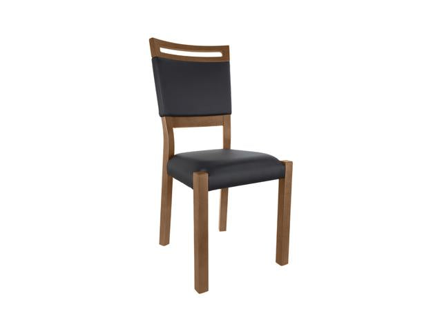 Gent 3 Dining Chair – Stirling Oak / Black Eco-Leather | Upholstered Seat & Back