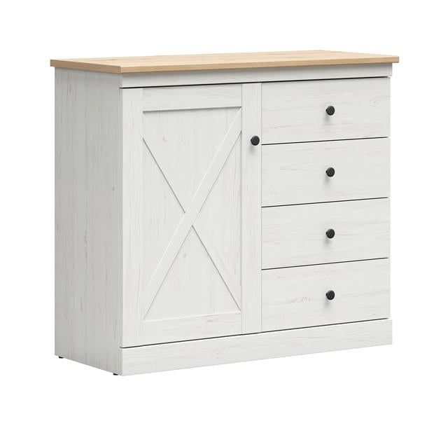 Frija Chest of Drawers 103 cm – 2 Doors & 4 Drawers – Andersen Pine White / Artisan Oak