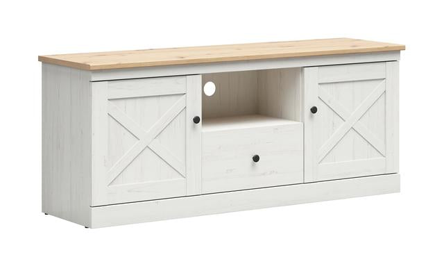 Frija TV Unit 153 cm with Drawer & Shelves – Andersen Pine White / Artisan Oak