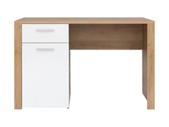 Balder Study Desk 120 cm – Riviera Oak / White Gloss, 1 Drawer & Cabinet