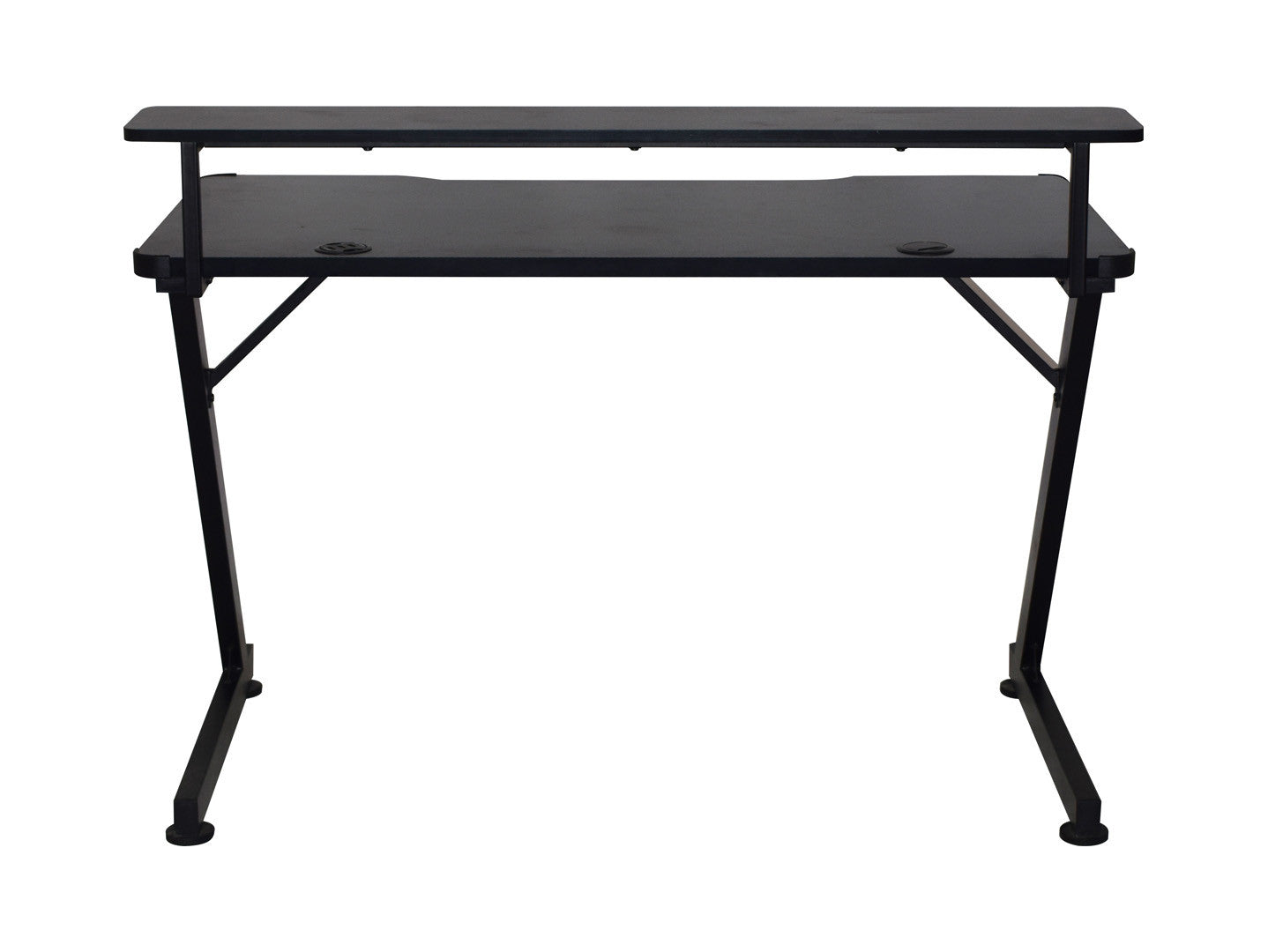 Black — Gaming Desk | 120 × 64 cm | Headphone Hook & Cup Holder | Cable Management