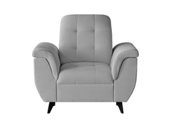 Doria Velvet Armchair — Button Tufting, Slim Metal Legs & Luxurious Comfort, Portland Ash