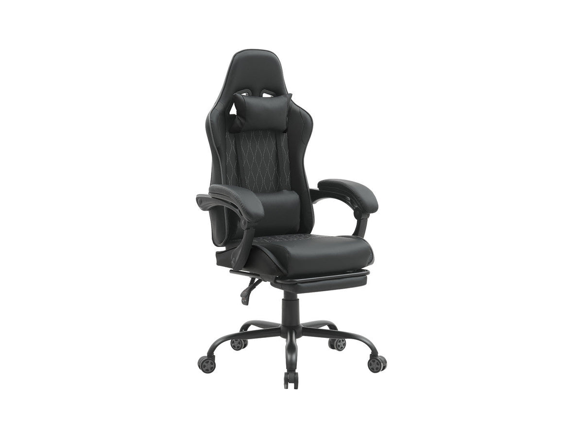 G-Turbo Gaming Chair | Black | TILT Mechanism, Footrest & Lumbar Cushion | 150° Recline