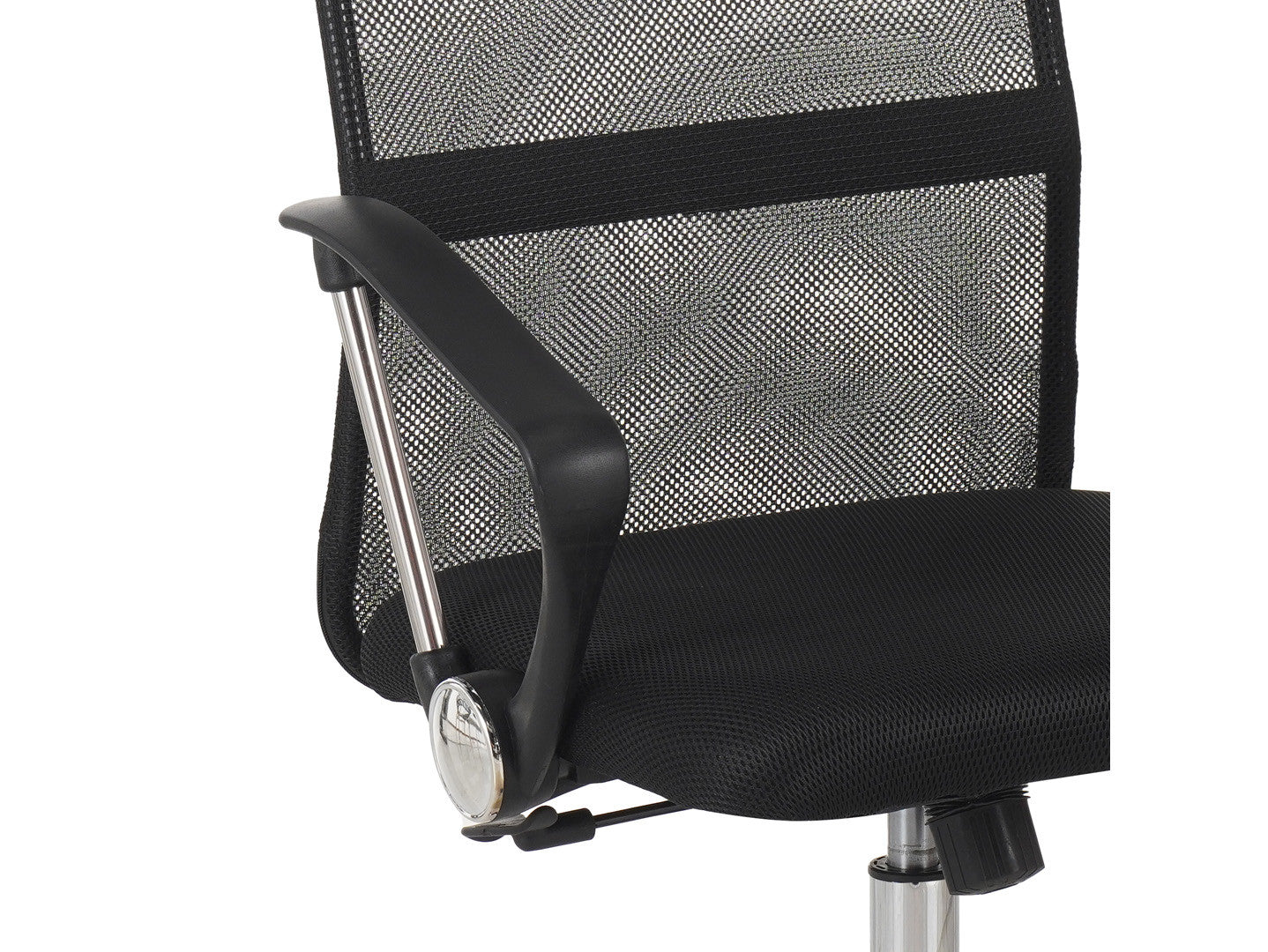 Alex Mesh Back Office Chair – Black | TILT Mechanism | Breathable Mesh Back | Chrome Base | Angled Armrests | 60×61×107–117 cm
