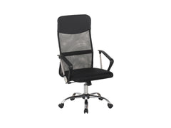 Alex Mesh Back Office Chair – Black | TILT Mechanism | Breathable Mesh Back | Chrome Base | Angled Armrests | 60×61×107–117 cm