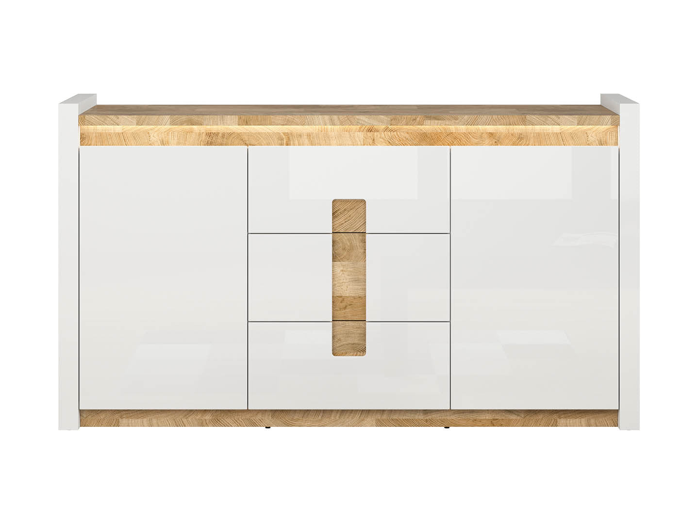 Alameda — Large Chest of Drawers | 172 cm | 3 Drawers & 2 Doors | White Gloss & Westminster Oak