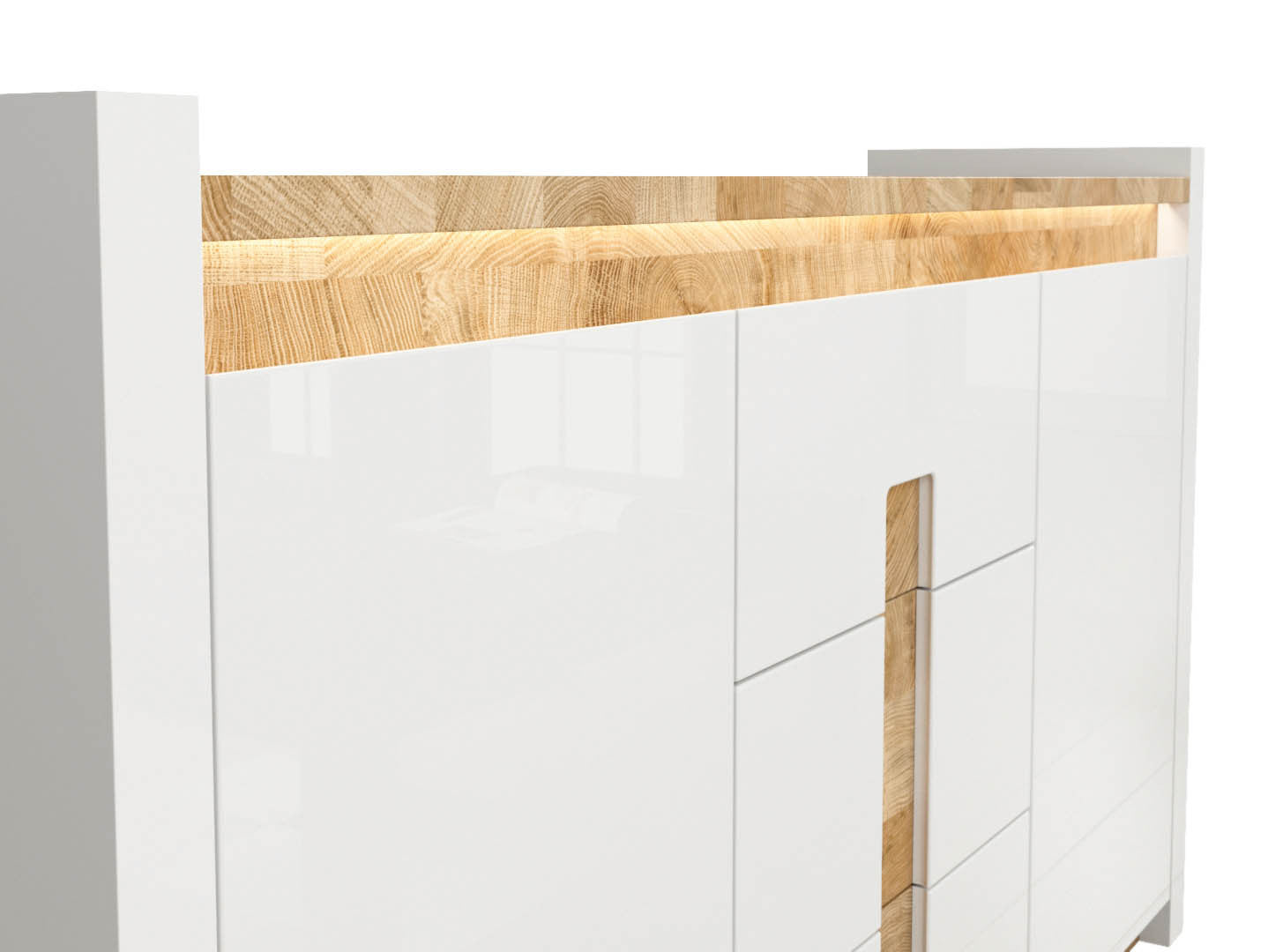 Alameda — Large Chest of Drawers | 172 cm | 3 Drawers & 2 Doors | White Gloss & Westminster Oak