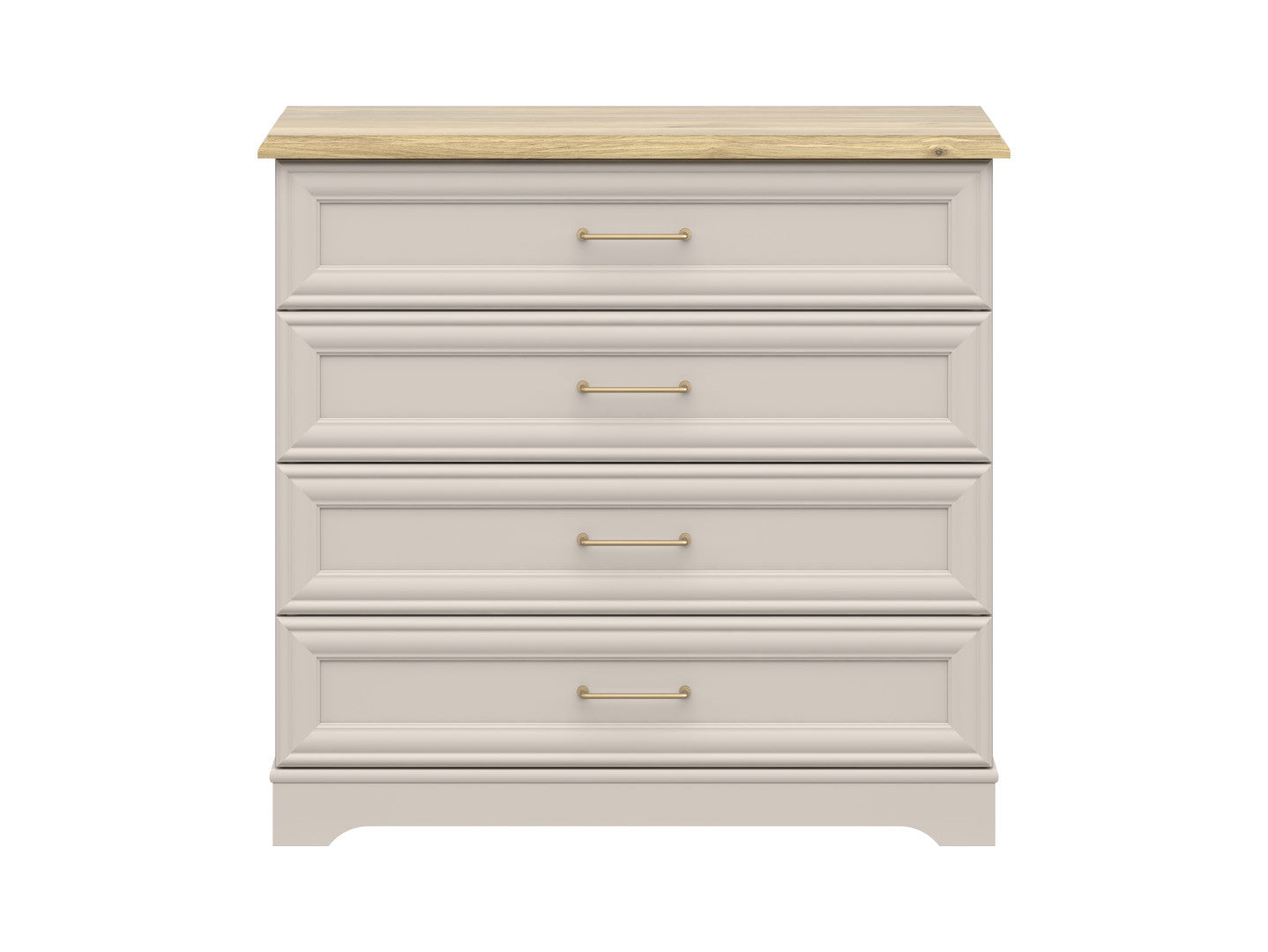 Anga Chest of Drawers 94 cm – Cashmere & Mauvella Oak, Brushed Gold Handles