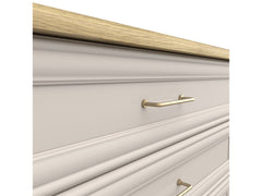Anga Chest of Drawers 94 cm – Cashmere & Mauvella Oak, Brushed Gold Handles