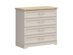Anga Chest of Drawers 94 cm – Cashmere & Mauvella Oak, Brushed Gold Handles