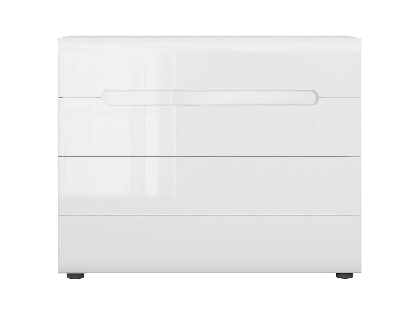 Azteca Trio Chest of Drawers 105 cm – White & White Gloss, 4 Drawers