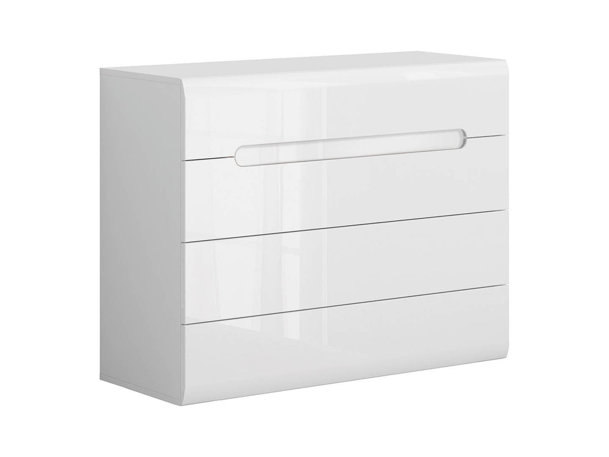 Azteca Trio Chest of Drawers 105 cm – White & White Gloss, 4 Drawers