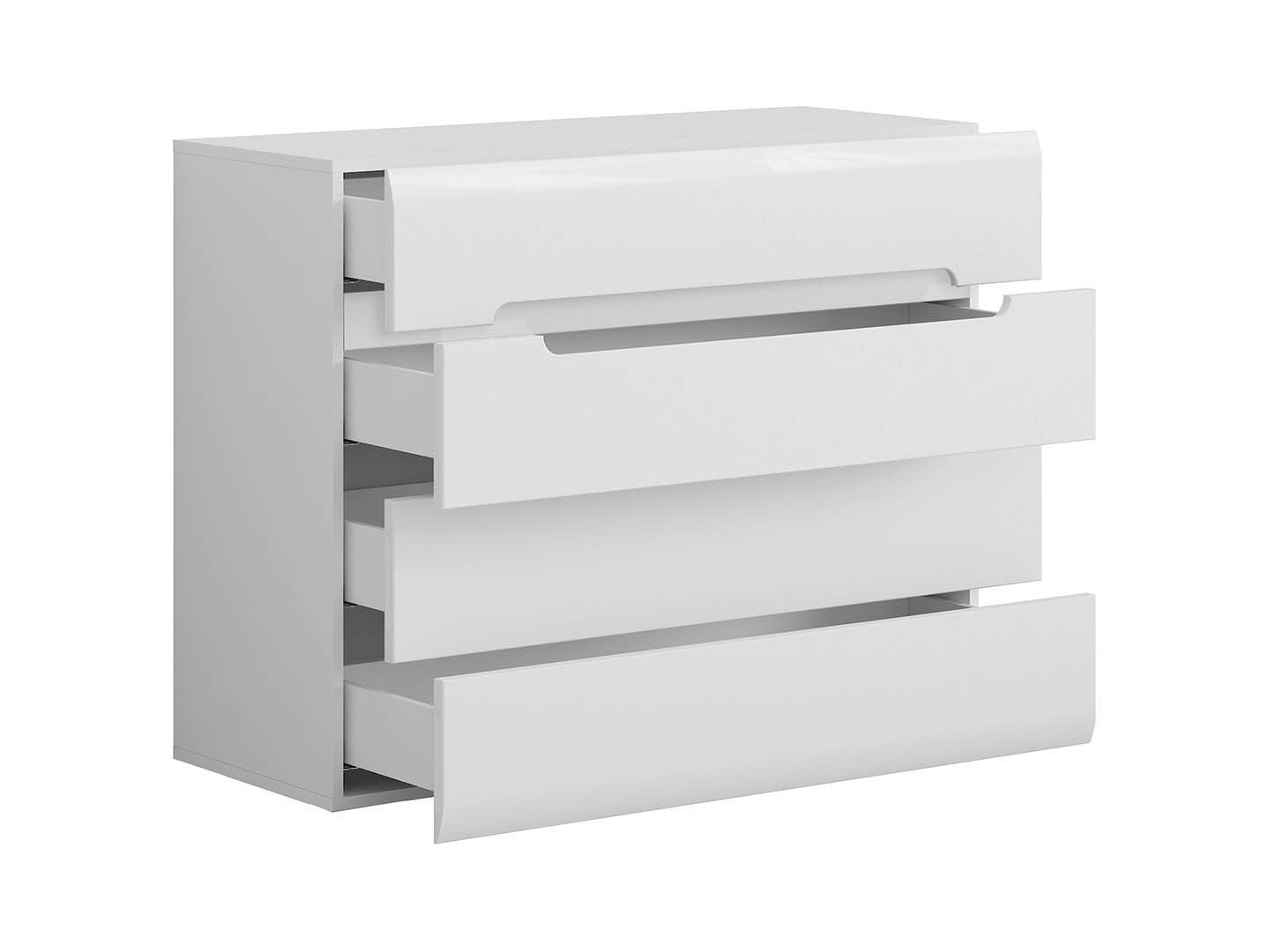 Azteca Trio Chest of Drawers 105 cm – White & White Gloss, 4 Drawers