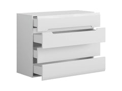 Azteca Trio Chest of Drawers 105 cm – White & White Gloss, 4 Drawers