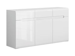 Azteca Trio Chest of Drawers 150cm – White & White Gloss | 3 Doors, 3 Drawers & Soft-Close