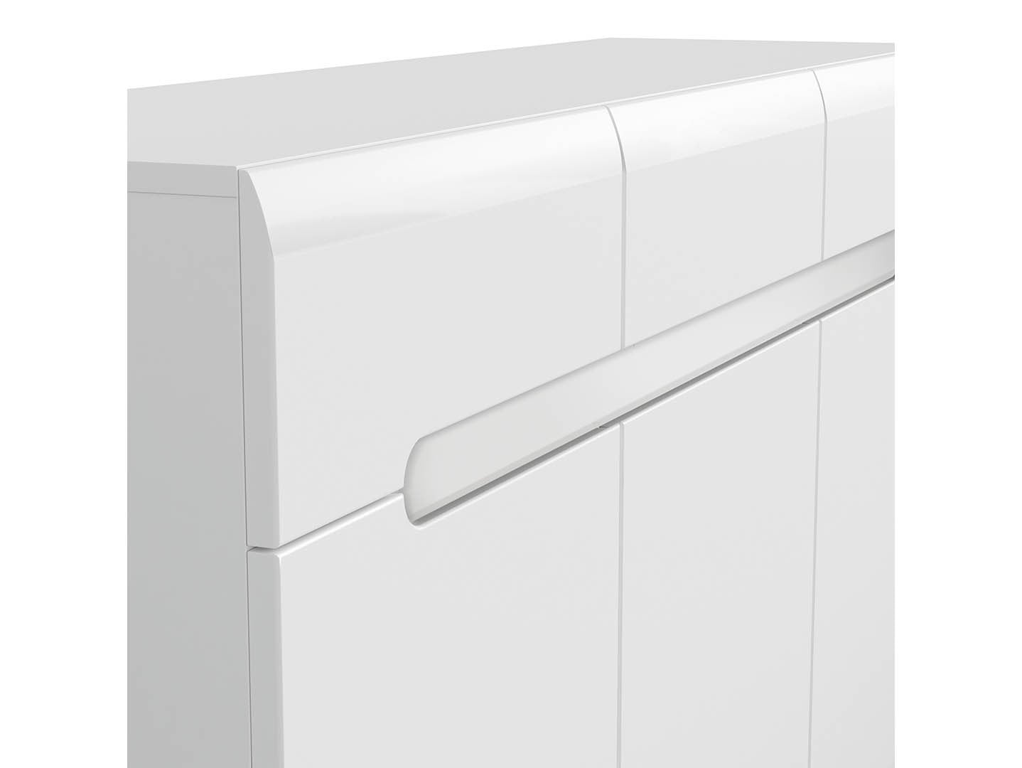 Azteca Trio Chest of Drawers 150cm – White & White Gloss | 3 Doors, 3 Drawers & Soft-Close