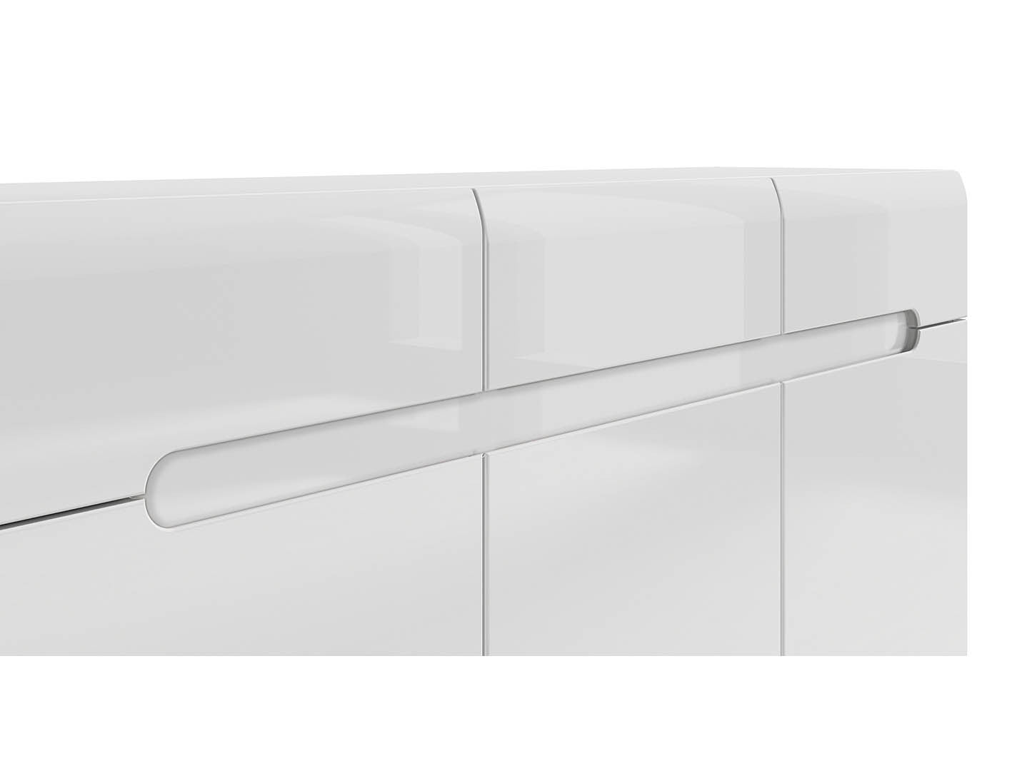 Azteca Trio Chest of Drawers 150cm – White & White Gloss | 3 Doors, 3 Drawers & Soft-Close