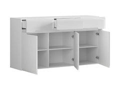Azteca Trio Chest of Drawers 150cm – White & White Gloss | 3 Doors, 3 Drawers & Soft-Close
