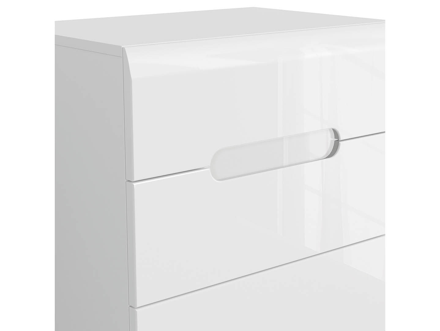 Azteca Trio Chest of Drawers 60 cm – White & White Gloss, 5 Soft-Close Drawers, Handleless