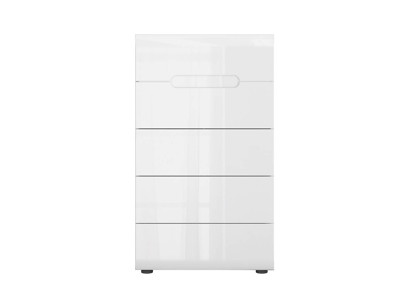 Azteca Trio Chest of Drawers 60 cm – White & White Gloss, 5 Soft-Close Drawers, Handleless
