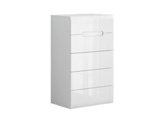 Azteca Trio Chest of Drawers 60 cm – White & White Gloss, 5 Soft-Close Drawers, Handleless
