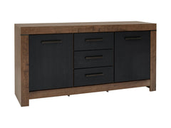 Balin Sideboard 160×85 cm – 2 Doors, 3 Drawers, Soft-Close | Monastery Oak & Black Oak